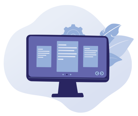 A computer monitor with a three column layout displayed